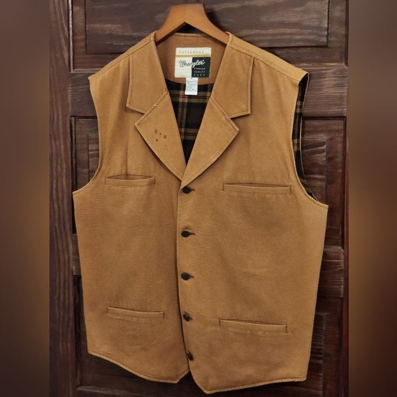 WRANGLER OUTERWEAR Vintage Cotton Duck Vest - Men's XL Worn by Real Cowboy - Picture 2 of 11